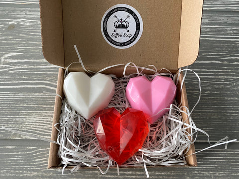 3 Heart Soaps Valentines Gift Set